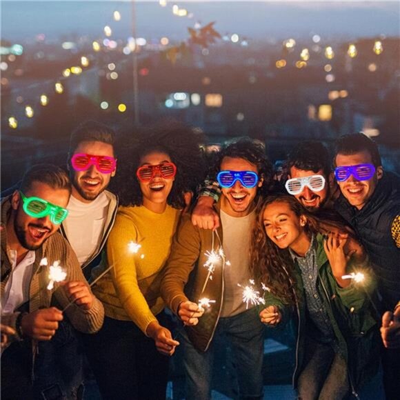 25 Packs LED Glasses 5 Neon Colors glow in the dark party supplies Favor - Picture 2 of 7